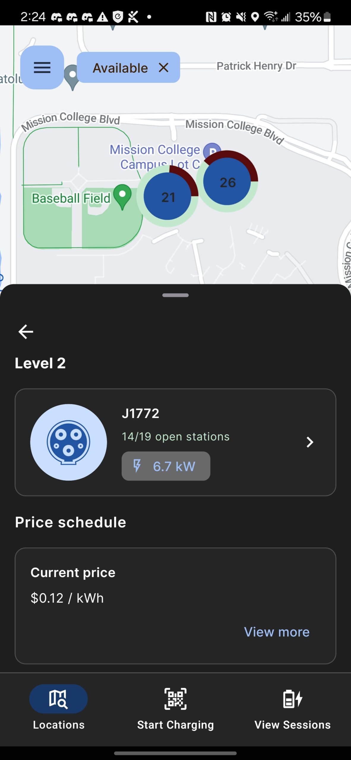 Mission College rate Mission College chargepoint rate